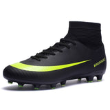 Cungel Men Football Boots Soccer Cleats Boots Long Spikes TF Spikes Ankle High Top Sneakers Soft Indoor Turf Futsal Soccer Shoes