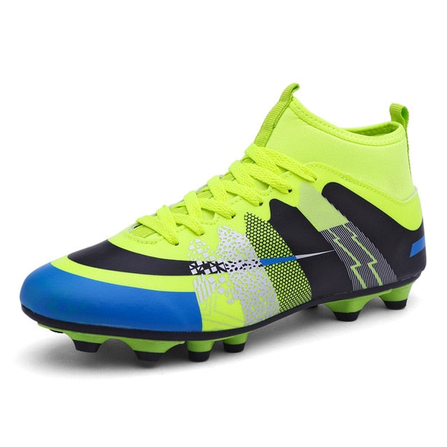 Cungel Men Football Boots Soccer Cleats Boots Long Spikes TF Spikes Ankle High Top Sneakers Soft Indoor Turf Futsal Soccer Shoes